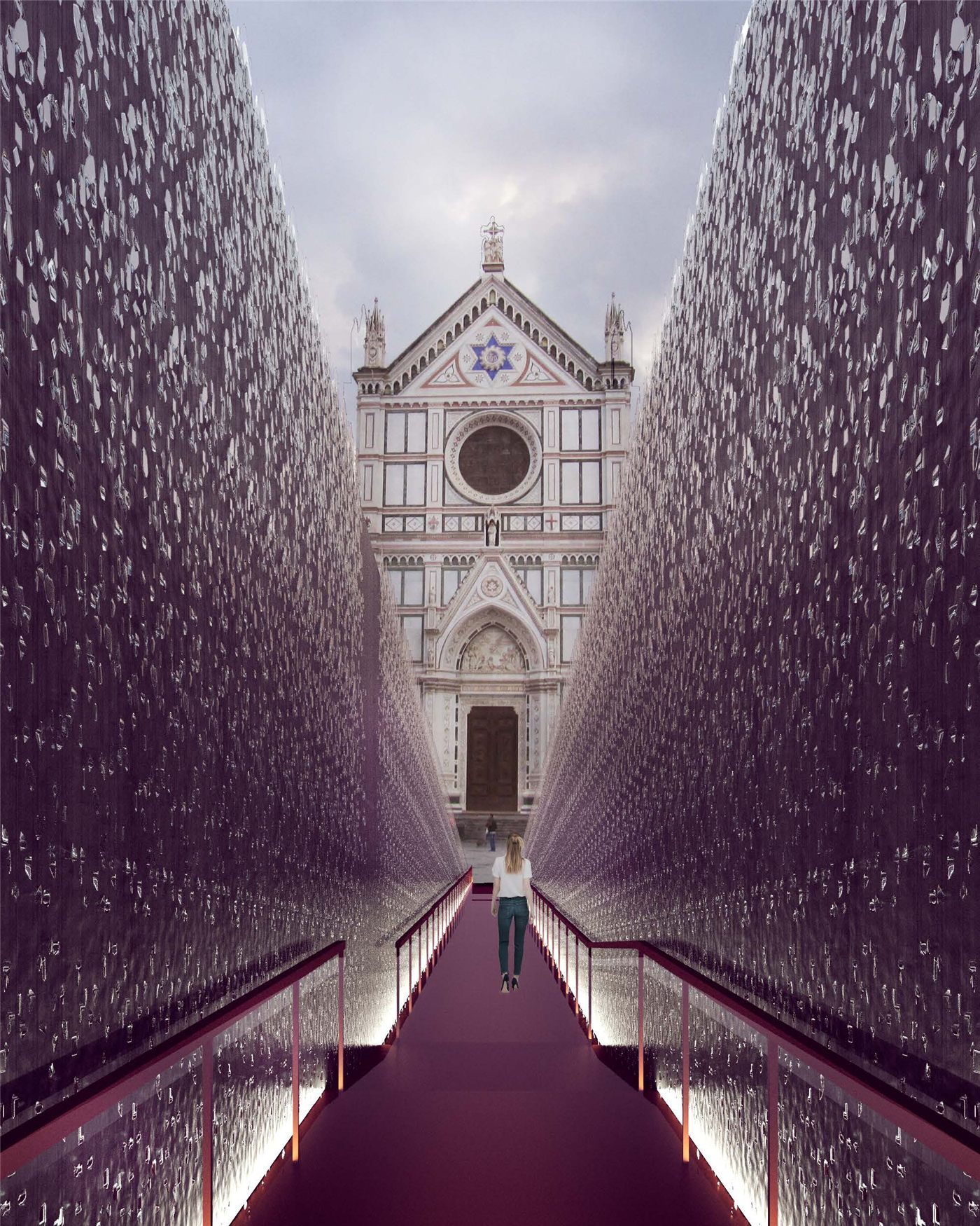 Fracture underground approach toward the church facade