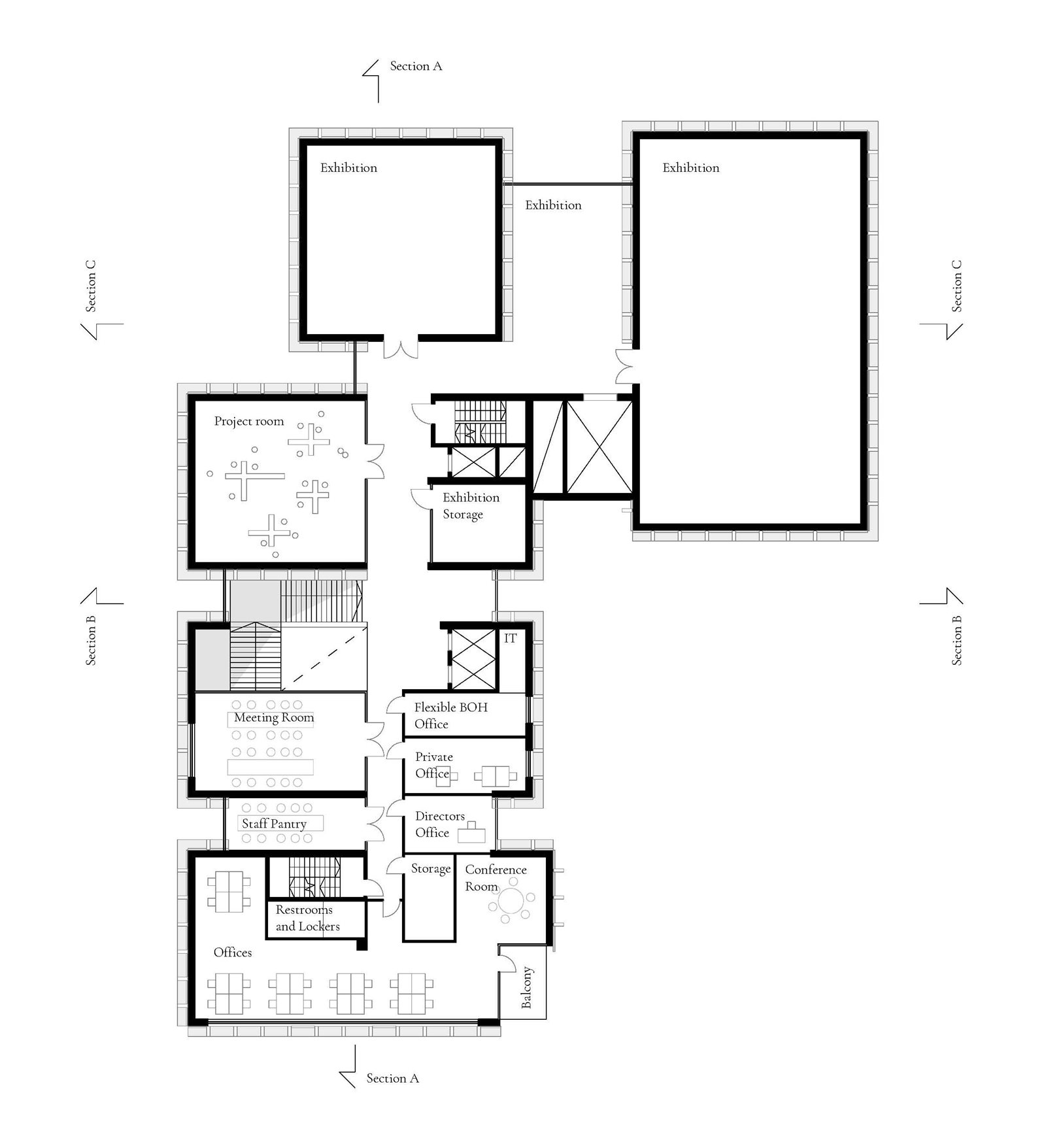 Trama fourth floor plan, exhibition and office level